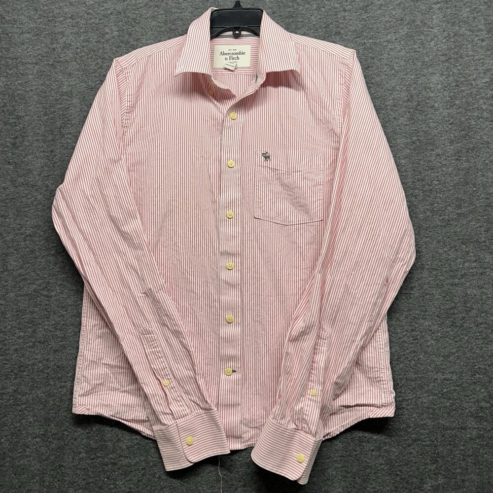 Abercrombie‎ & Fitch Shirt Mens XL PINK Striped Button Up Muscle Adult Y2K